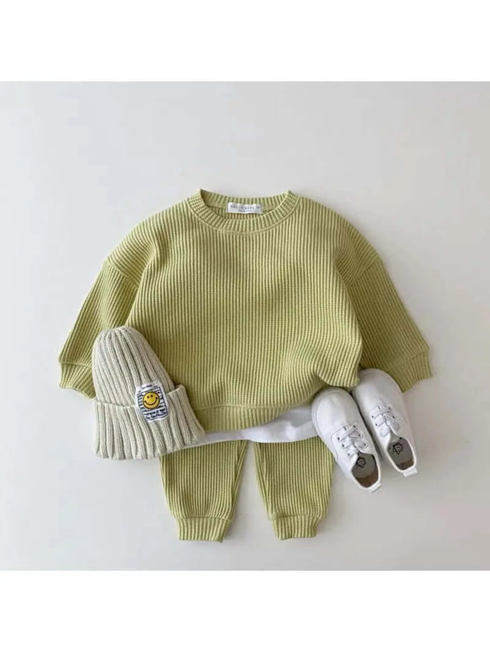 Set Felpa e Pantalone in Waffle di cotone - Hebi