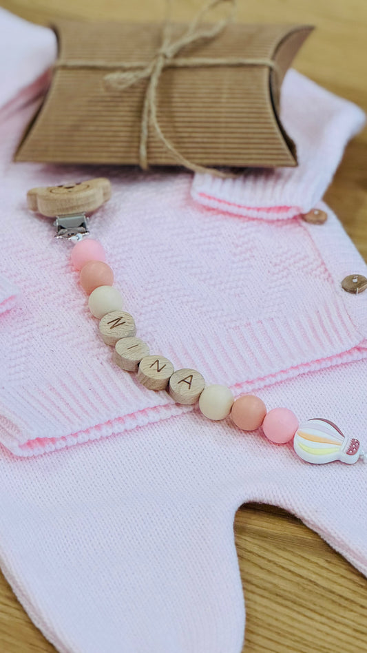 Clip ciuccio in legno e silicone