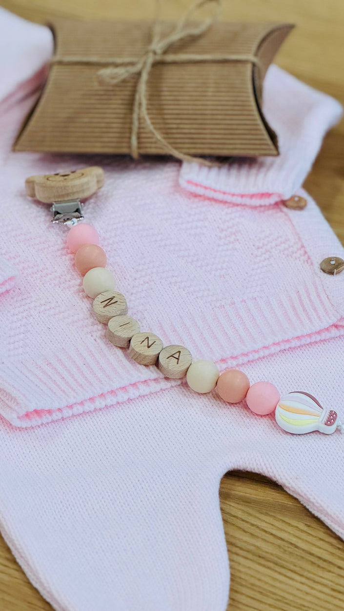 Clip ciuccio in legno e silicone